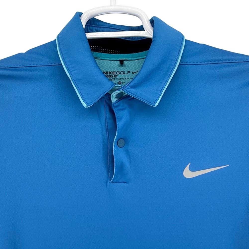 NIKE GOLF Blue Dri-FIT Modern Fit Polo Shirt Golf Athletic M AOP SEA ISLAND